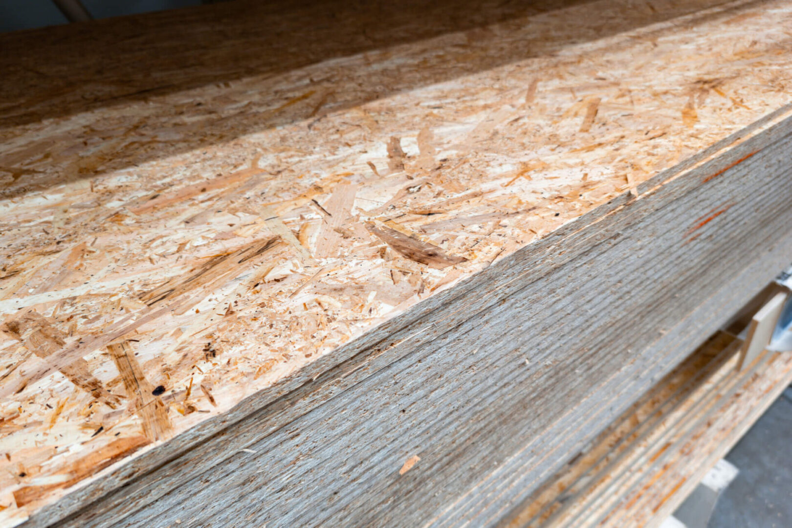 Oriented strand boards in a pile