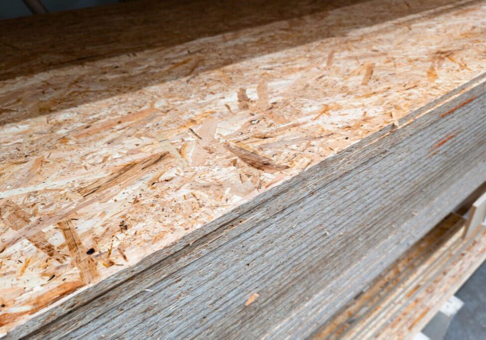 Oriented strand boards in a pile
