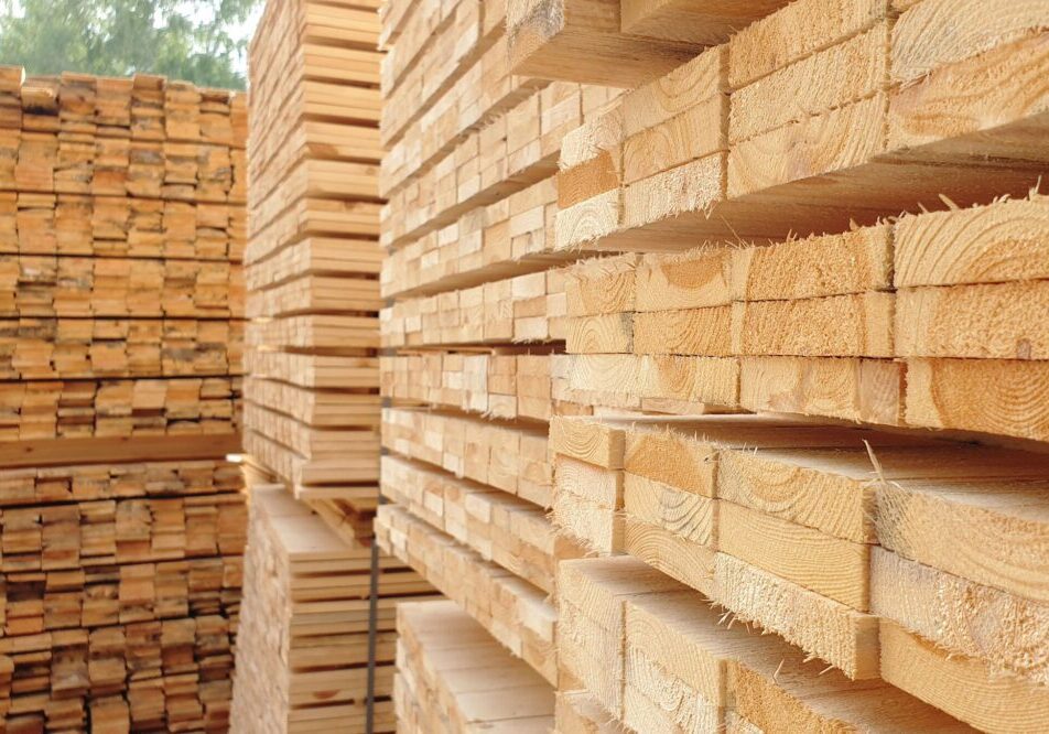 Piles of cut timber ready for use.