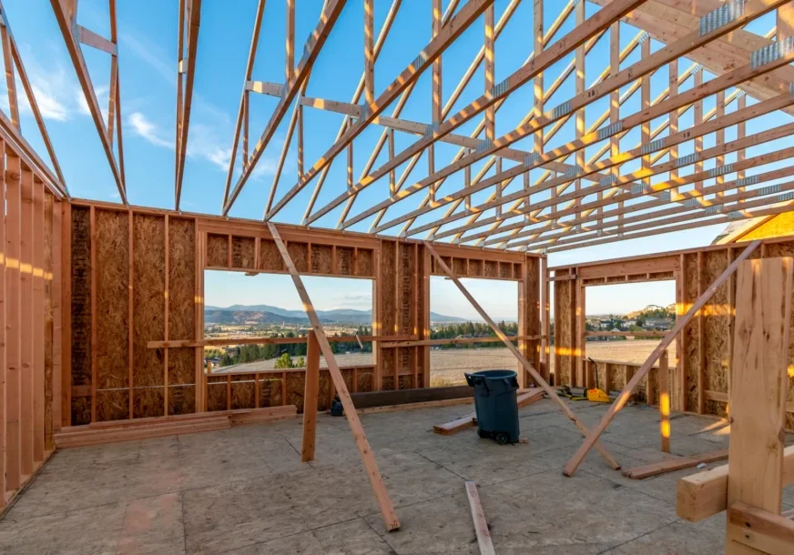 Interior view of unfinished building structure